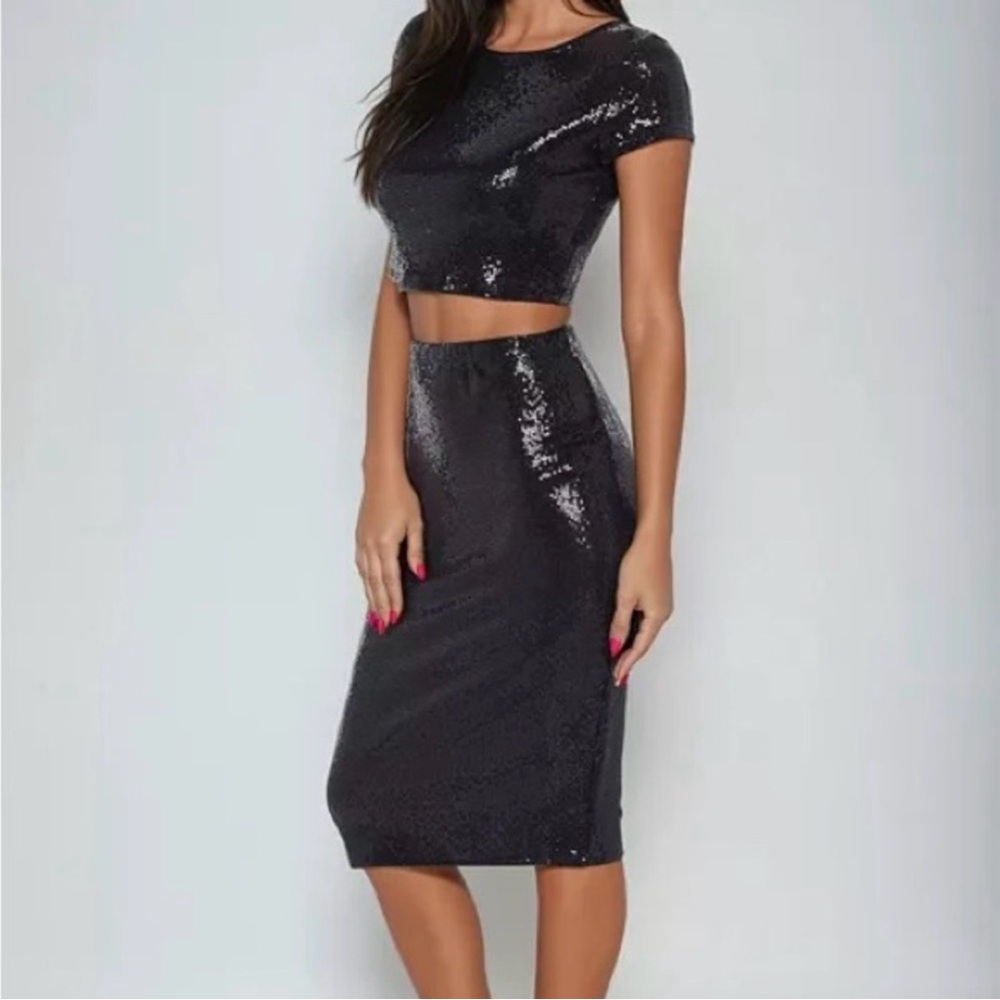 BEBE Two Piece Sequin Set